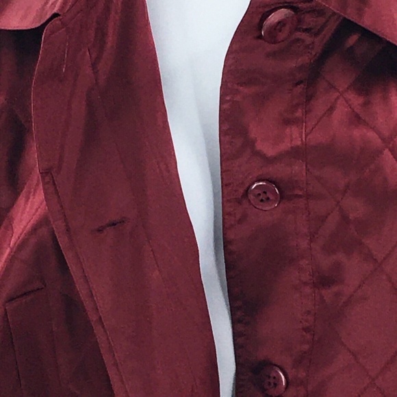 Womens Silk Quilted Jacket Vtg Burgundy Satin Lightweight Anorak EL - LA Sz L - Picture 8 of 16